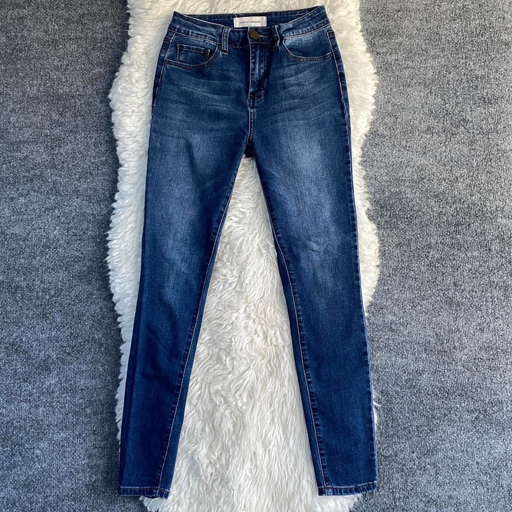 ASHLEY MASON DARK WASH DENIM SKINNY JEANS Y2K GRUNGE EDGY ALT NORMCORE